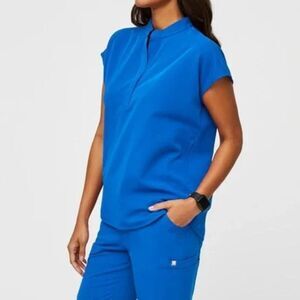 FIGS Top Blue Rafaela Sleeveless Stretch Pockets Technical Comfort Size XL